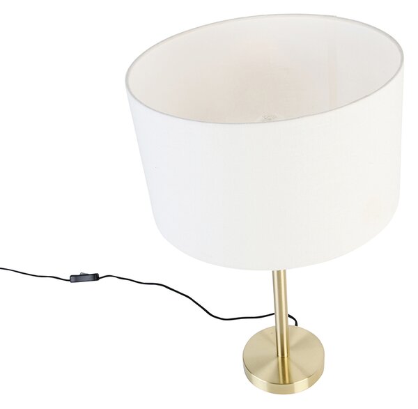 Klasična stolna svjetiljka mesing s bijelom sjenilom 35 cm - Simplo
