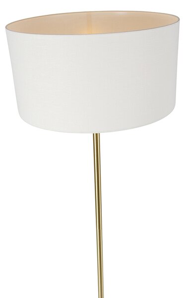 Podna lampa mesingana s bijelom sjenilom 50 cm - Simplo
