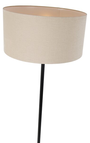 Podna lampa crna s sjenilom svijetlosmeđe boje 50 cm - Simplo