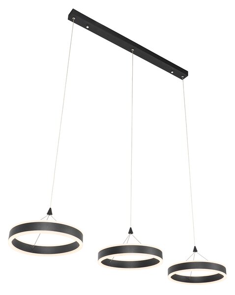Osvjetljenje za viseće lampe crno pravokutno uključujući LED s 3-stupanjskim prigušivačem 3 svjetla - Lyani