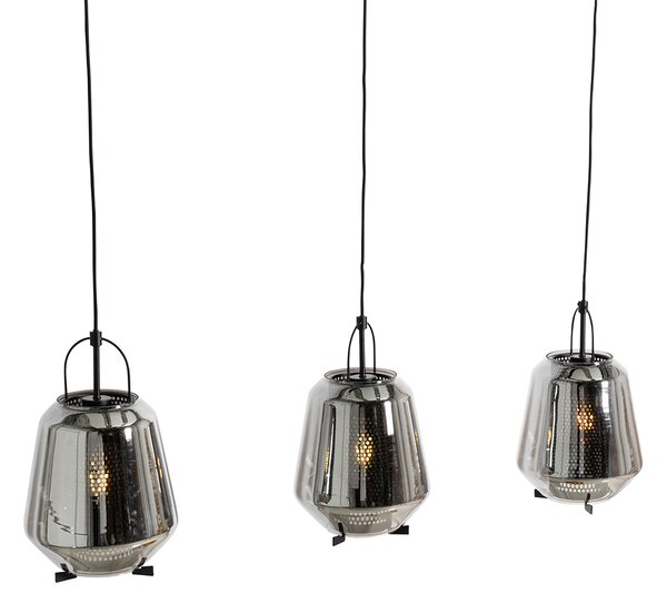 Osvjesna lampa crna s dimnim staklom 23 cm izdužena 3-svjetla - Kevin