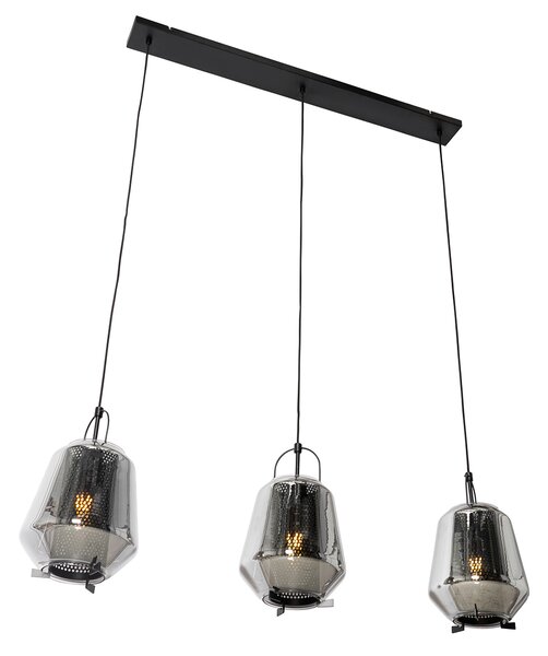 Osvjesna lampa crna s dimnim staklom 23 cm izdužena 3-svjetla - Kevin