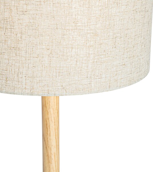 Rustikalna podna lampa od drveta s platnenom sjenilom bež 32 cm - Mels