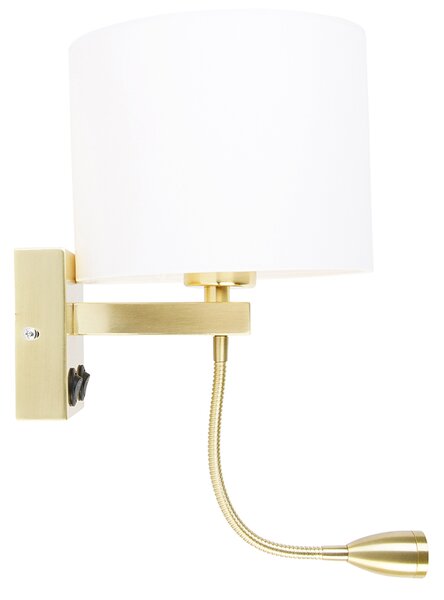 Zidna svjetiljka zlatna s USB-om i bijelom sjenilom 18 cm - Brescia Combi
