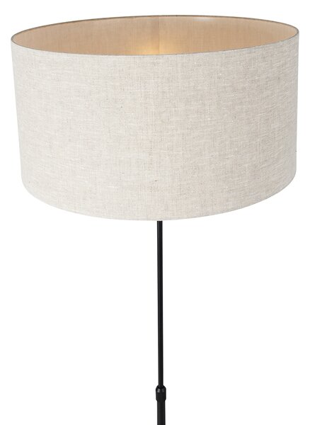 Podna lampa crna podesive visine s nijansom svijetlo sive boje 50 cm - Parte
