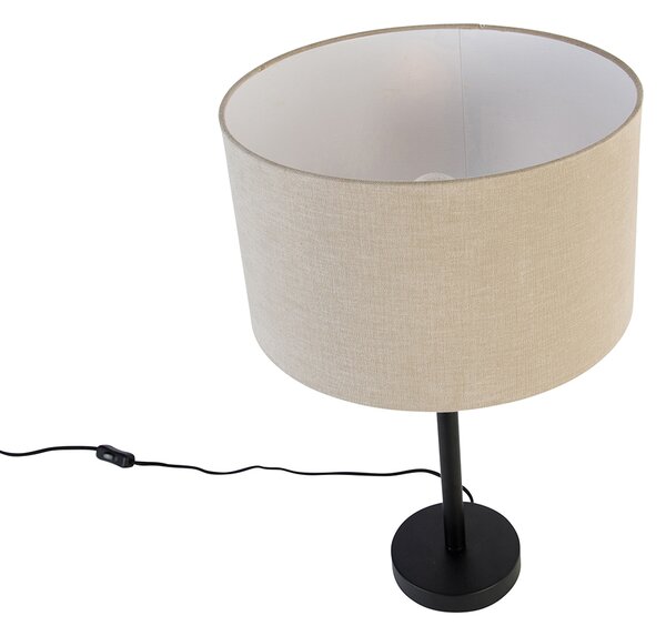 Moderna stolna lampa crna s boucle sjenilom svijetlosmeđe boje 35 cm - Simplo