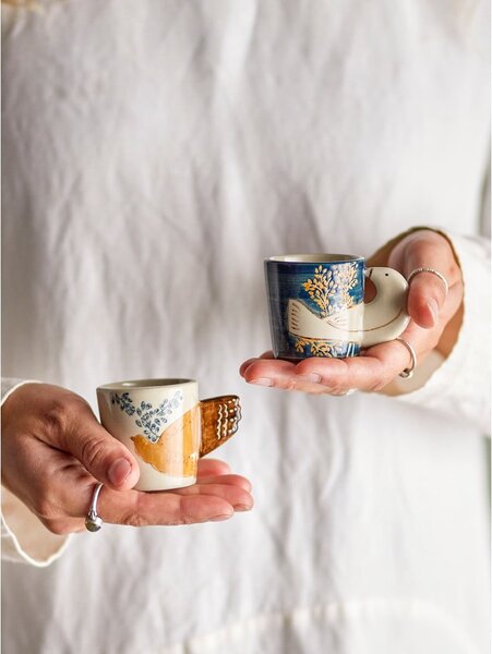 Plave/krem šalice u setu 2 kom za espresso od kamenine 55 ml Hezha – Bloomingville