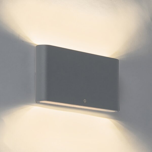 Set od 2 vanjske zidne svjetiljke tamno sive 17,5 cm uključujući LED - Batt