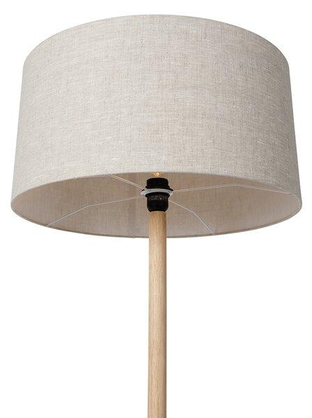 Rustikalna podna lampa drvo sa svijetlosmeđim sjenilom - Mels