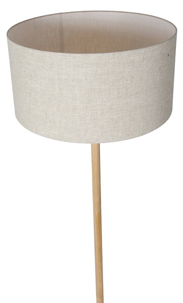 Rustikalna podna lampa drvo sa svijetlosmeđim sjenilom - Mels