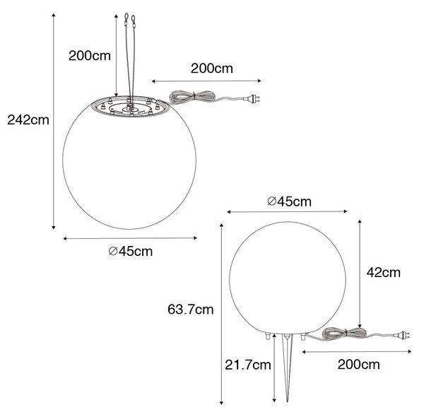 Moderna vanjska svjetiljka bijela 45 cm IP65 - Nura