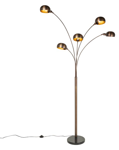 Dizajnerska podna lampa tamno brončana sa zlatom 5-svjetla - Sixties Marmo