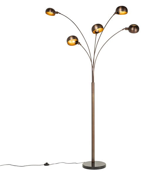 Dizajnerska podna lampa tamno brončana sa zlatom 5-svjetla - Sixties Marmo