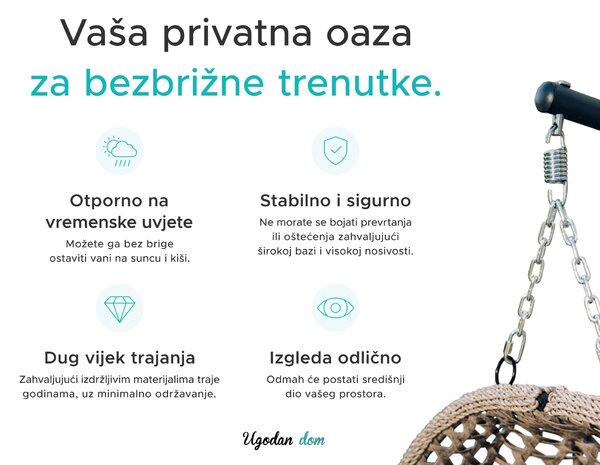 Viseća stolica MOLINE s crnim stalkom, bež