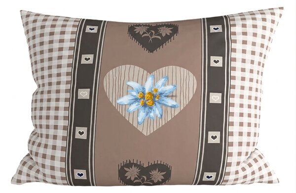 Poli-pamučna jastučnica HEART RETRO POLY 70x90 cm, smeđa
