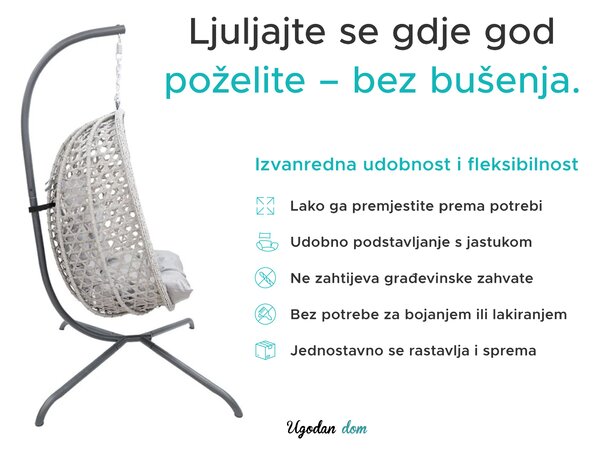 Viseća stolica MOLINE s crnim stalkom, bež