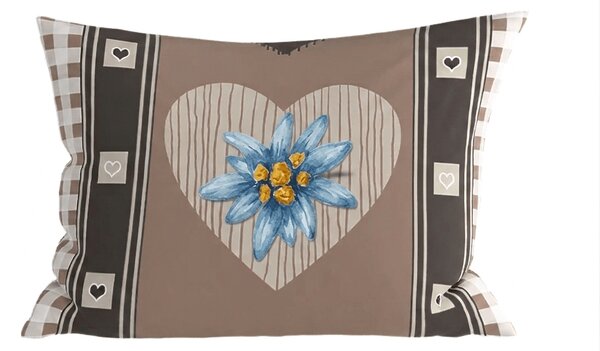 Poli-pamučna jastučnica HEART RETRO POLY 50x70 cm, smeđa