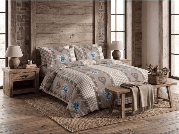 Poli-pamučna posteljina HEART RETRO POLY smeđa Dimenzije posteljine: 70 x 90 cm | 140 x 200 cm