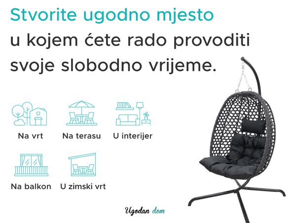 Viseća stolica MOLINE s crnim stalkom, bež