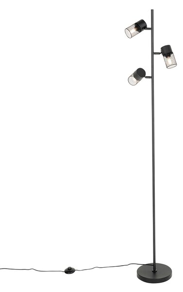 Industrijska podna svjetiljka crna 3-svjetla - Jim