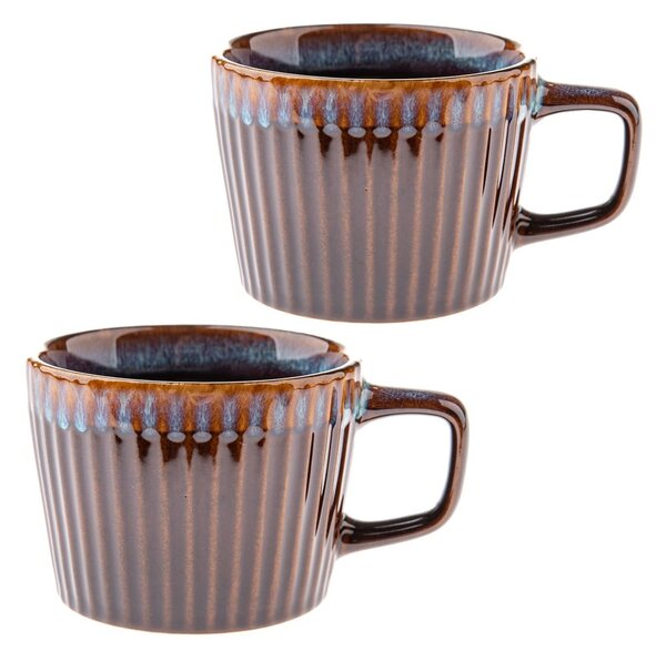 Plave/smeđe šalice u setu 2 kom za cappuccino od kamenine 190 ml Tone – Dakls