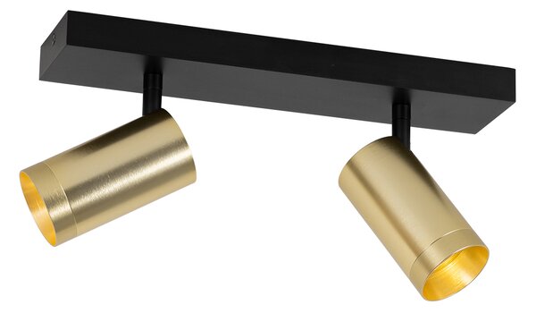 Stropni reflektor crni sa zlatom podesiv 2-svjetla - Jeana Luxe