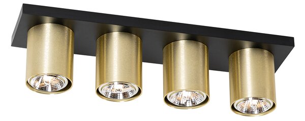 Moderna stropna svjetiljka s reflektorom crna sa zlatom 4-svjetla - Tubo