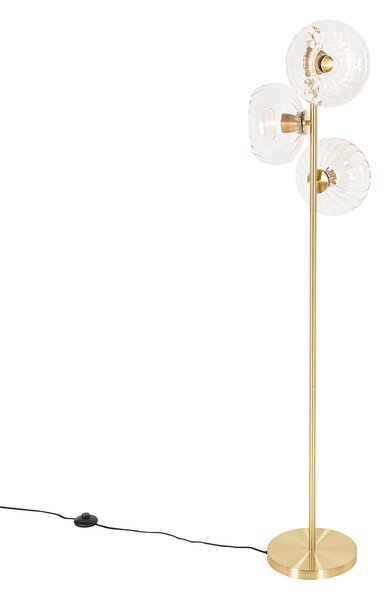 Art Deco podna lampa zlatna sa staklom 3-svjetla - Ayesha