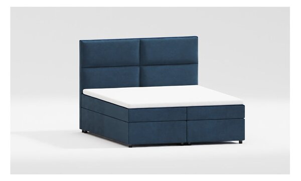 Tamno plavi boxspring krevet s prostorom za pohranu 200x200 cm – Ropez