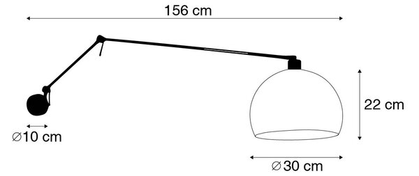 Zidna svjetiljka crna s nijansom bijele boje 30 cm podesive - Blitz