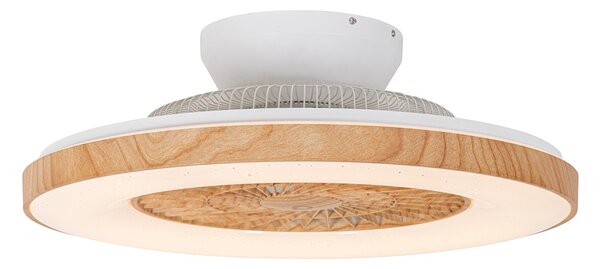 Ventilator za strop s uzorkom drva sa zvjezdanim efektom 60 cm uklj. LED prigušiv s daljinskim upravljačem - Climo