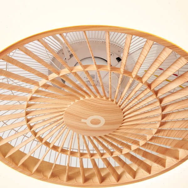 Ventilator za strop s uzorkom drva sa zvjezdanim efektom 60 cm uklj. LED prigušiv s daljinskim upravljačem - Climo