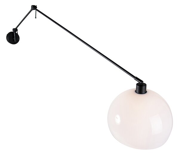 Zidna svjetiljka crna s nijansom bijele boje 30 cm podesive - Blitz