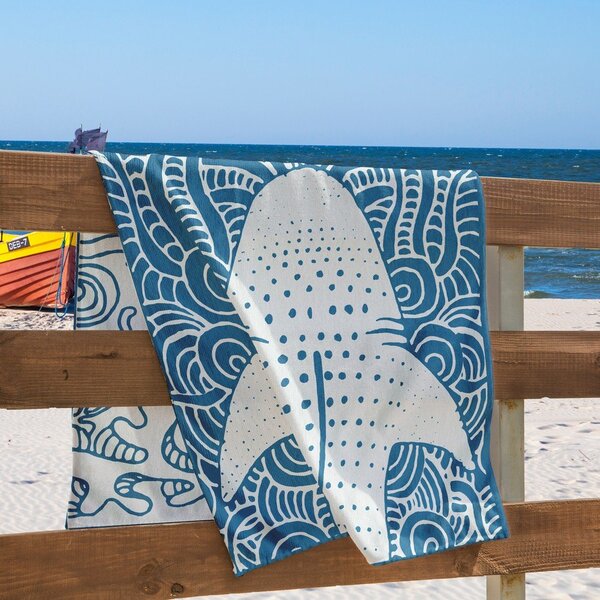 Plavi ručnik za plažu 90x180 cm Shark - DecoKing
