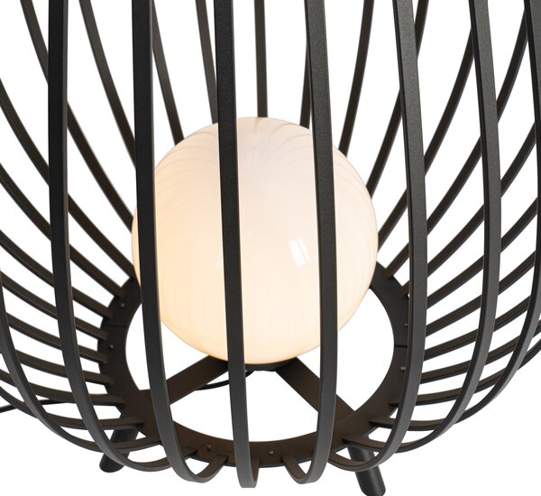 Dizajnerska podna lampa crna s opalnim staklom 110 cm - Angela