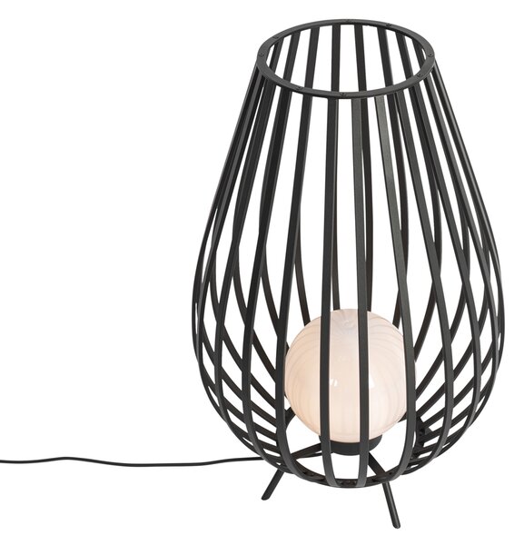 Dizajnerska podna lampa crna s opalnim staklom 70 cm - Angela