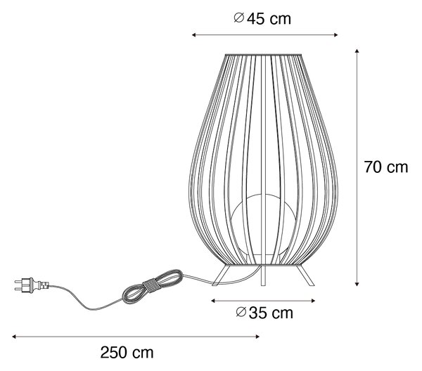 Dizajnerska podna lampa crna s opalnim staklom 70 cm - Angela