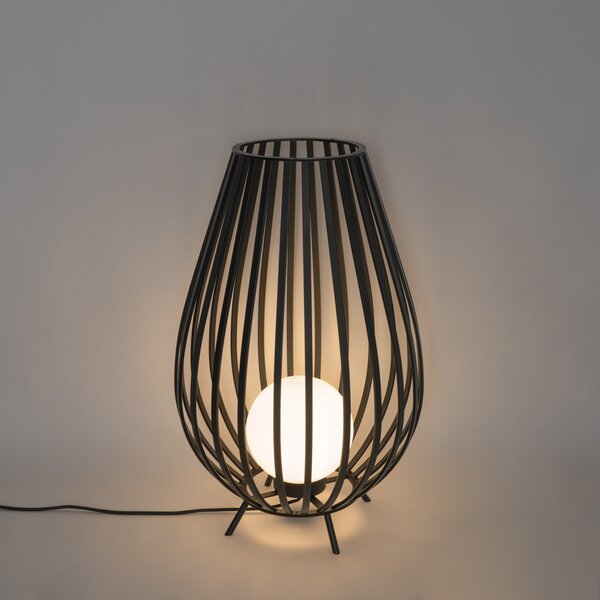Dizajnerska podna lampa crna s opalnim staklom 70 cm - Angela