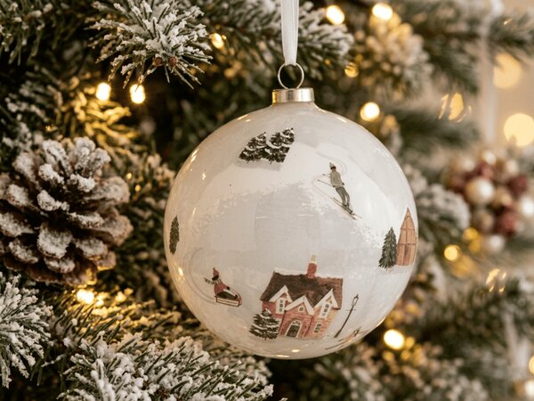 Božićni ukras WINTERLY 8 cm, bijela