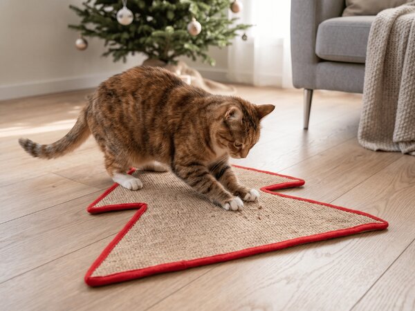 Božićna grebalica za mačke FESTIVE PAWS 60×50 cm