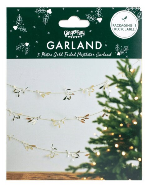 Božićna girlanda GOLD MISTLETOE 5 m, zlatna