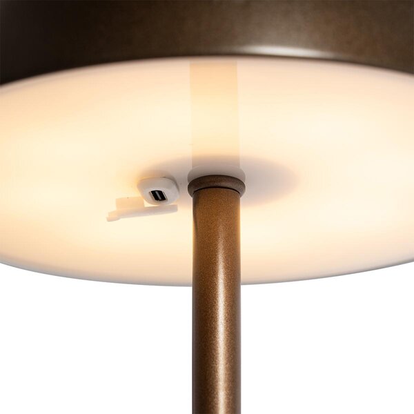 Vanjska stolna svjetiljka tamna bronca punjiva uklj. LED s 3-stupanjskim prigušivanjem - Keira