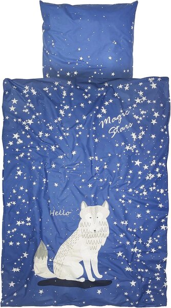 Svjetlucava pamučna posteljina za dječji krevet MAGIC STARS plava Dimenzije posteljine: 40 x 60 cm | 100 x 135 cm