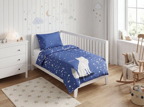 Svjetlucava pamučna posteljina za dječji krevet MAGIC STARS plava Dimenzije posteljine: 40 x 60 cm | 100 x 135 cm