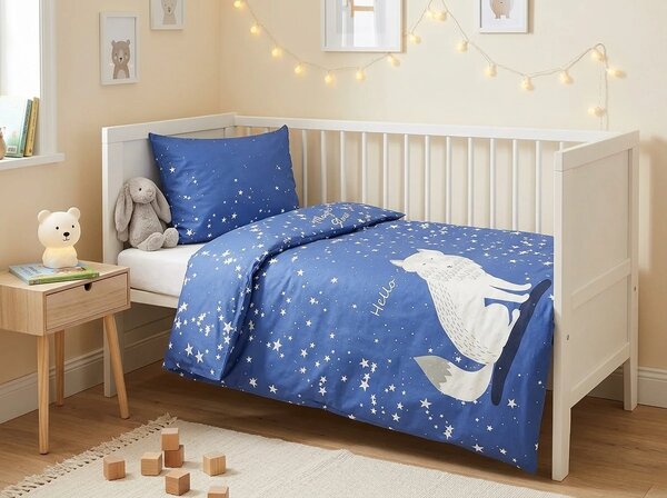 Svjetlucava pamučna posteljina za dječji krevet MAGIC STARS plava Dimenzije posteljine: 40 x 60 cm | 100 x 135 cm