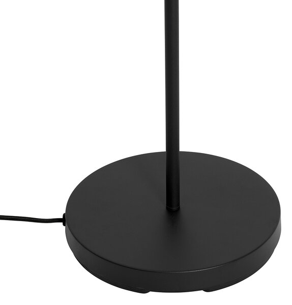 Retro podna lampa crna s prozirnim staklom - Eclipse
