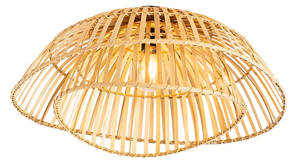Orijentalna stropna svjetiljka crna s prirodnim bambusom 62 cm - Pua