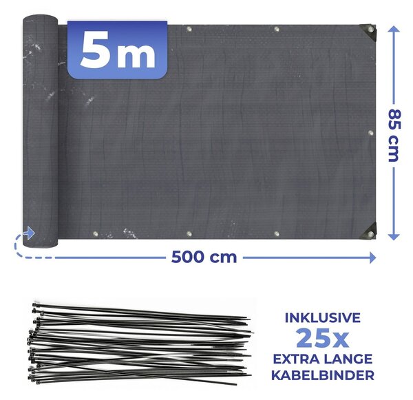 Crni plastičan balkonski zastor 500x85 cm – Maximex