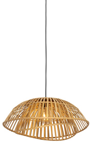 Orijentalna viseća svjetiljka crna s prirodnim bambusom 62 cm - Pua