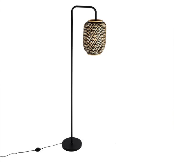 Orijentalna podna lampa od bambusa s crnom - Yvonne